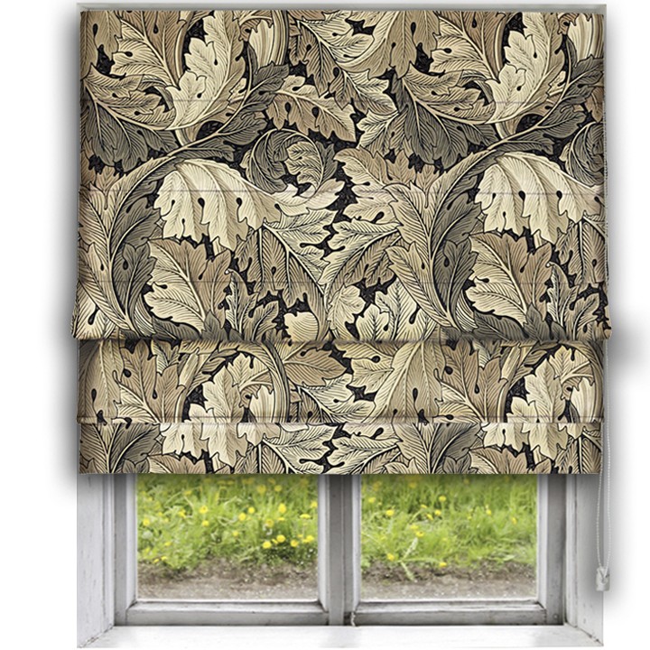 Morris Acanthus Charcoal Roman Blind