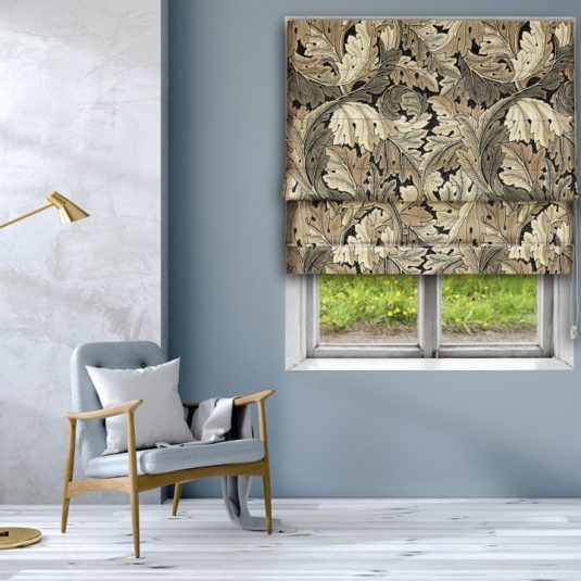 Morris Acanthus Charcoal Roman Blind