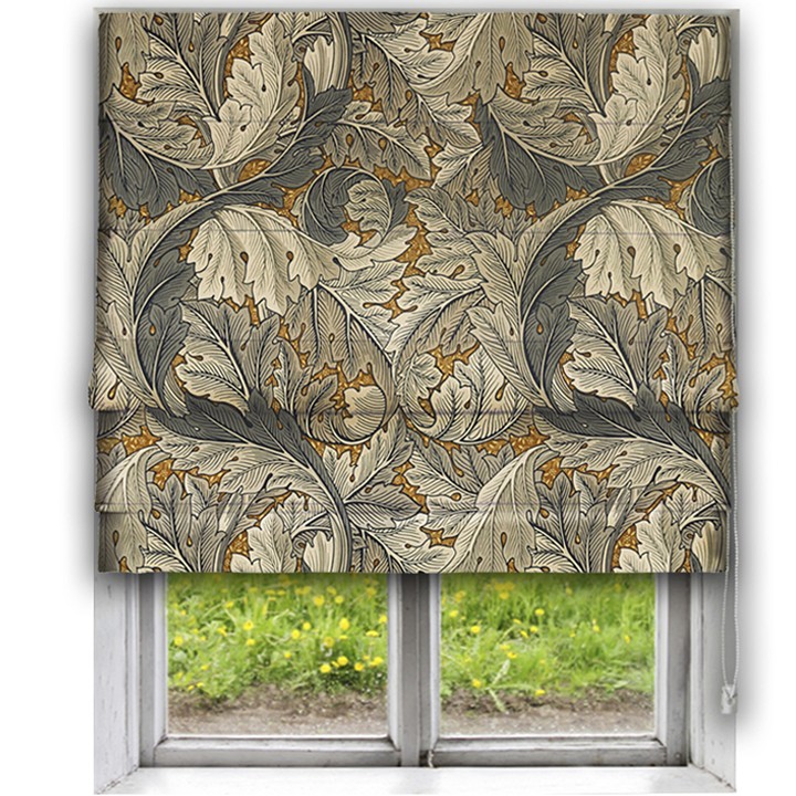 Morris Acanthus Mustard Roman Blind