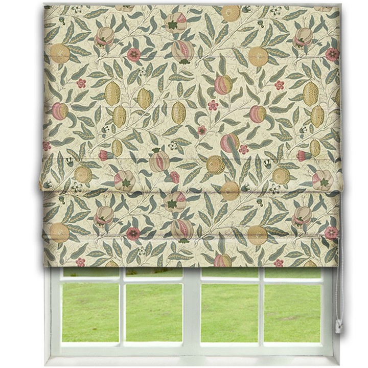 Morris Fruit Cream/Teal Roman Blind