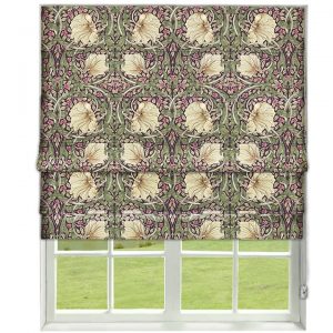 Morris Pimpernel Aubergine/Olive Roman Blind