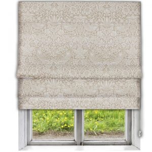 Morris Pure Strawberry Thief Flax Roman Blind