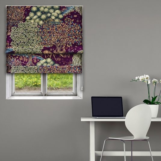 Morris The Brook Tapestry Red Roman Blind