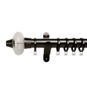 Oslo 50mm Curtain Pole Set Black Nickel + Plain Ellipse Finial