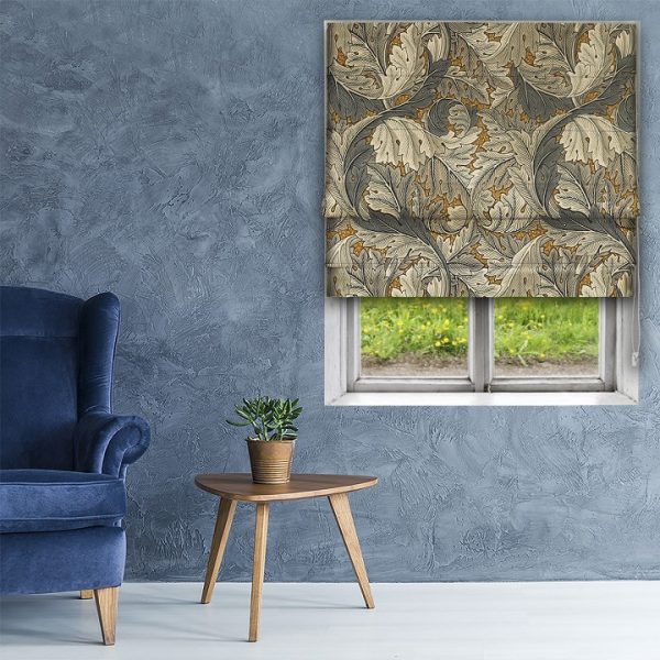 Morris Acanthus Mustard Roman Blind