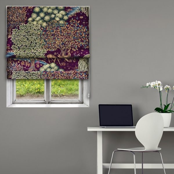 Morris The Brook Tapestry Red Roman Blind