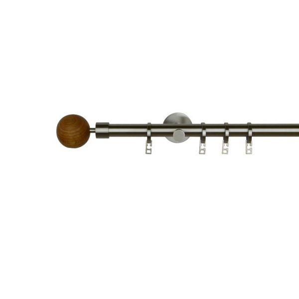 Zen 20 mm Bilbo Finial Brass Curtain Poles Set Double Bracket