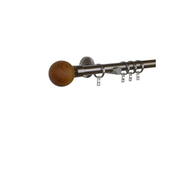 Zen 20 mm Bilbo Finial Brass Curtain Poles Set Double Bracket