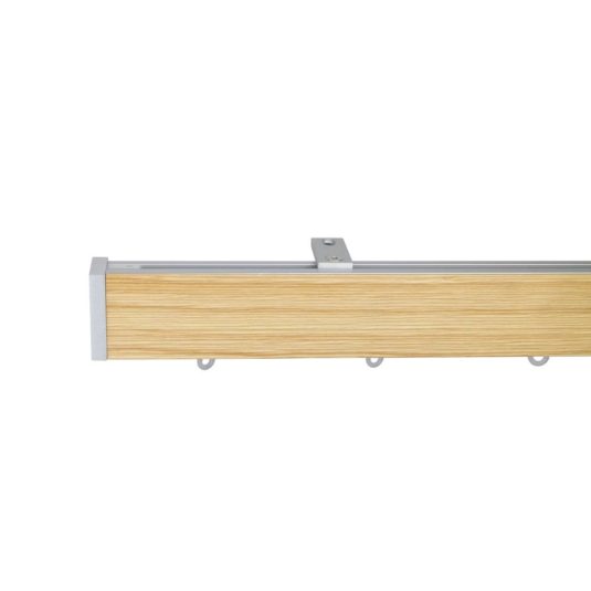 Lund M51 40 x 25 mm Aluminum Wood Facial Pole Set Ceiling Bracket for 6 cm Wave Curtains Textured Natural