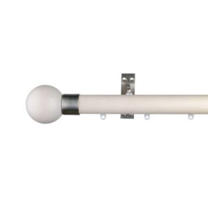 Reims M81 35 mm Finial Ball Beech Wood Pole Set Single Bracket Ceiling Bracketfor 8 cm Wave Curtains Ivory