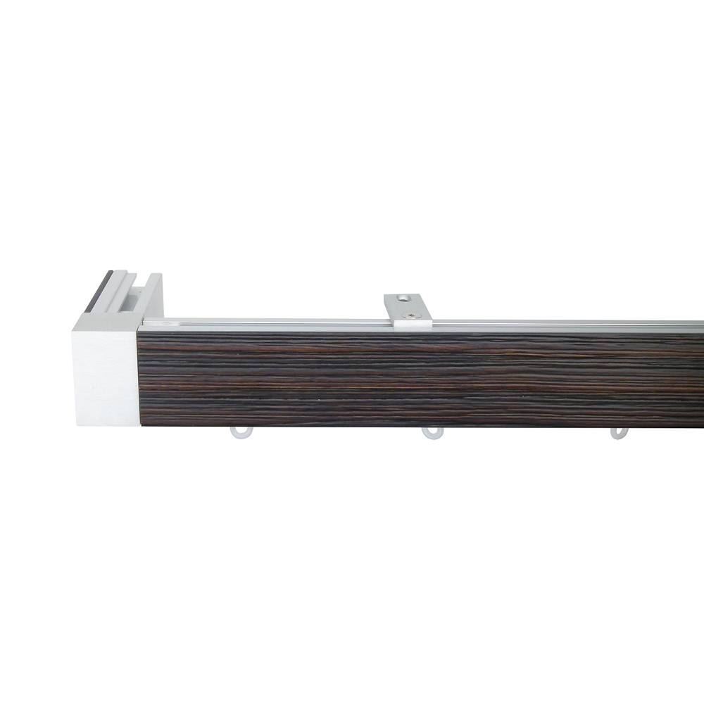 Lund M51 40 x 25 mm Aluminum Wood Facial Pole Set Ceiling Bracket for 6 cm Wave Curtains Textured Black