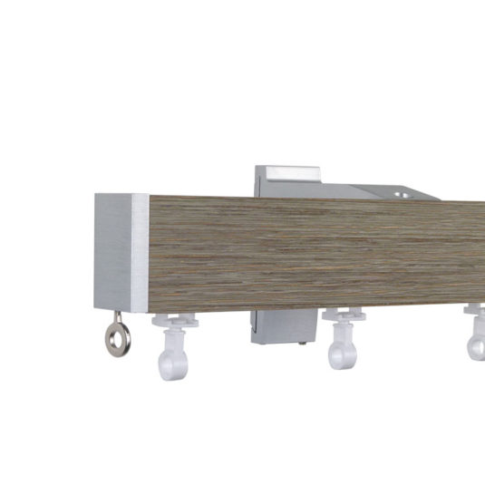 Lund M51 40 x 25 mm Aluminum Wood Facial Pole Set Single Backet for 6 cm Wave Curtains Textured Drift Wood