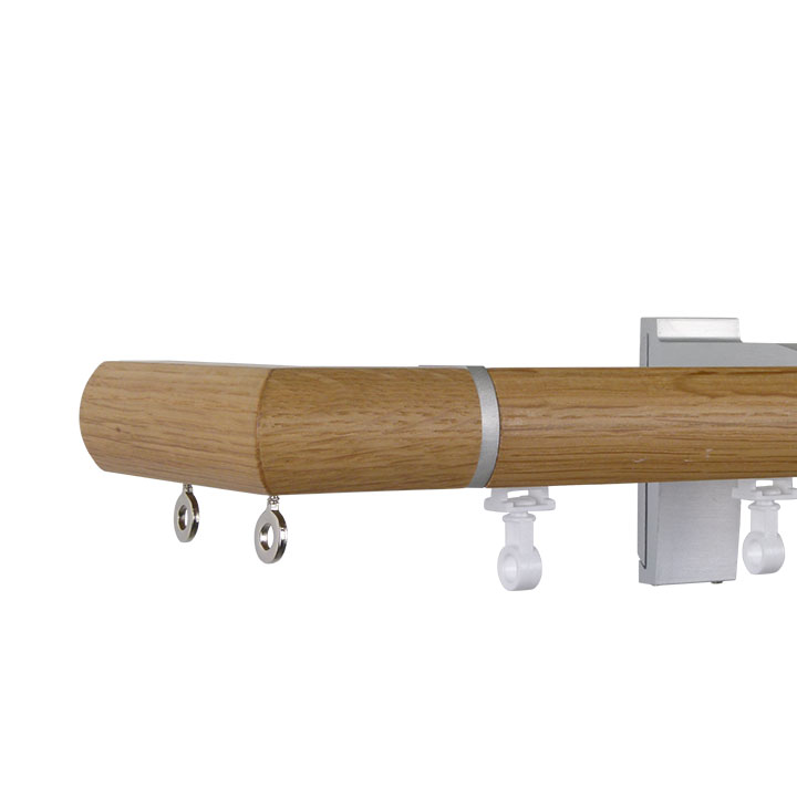 Lund M52 35 mm Aluminum Oak Facial Pole Set Single Bracket for 6 cm Wave Curtains Natural