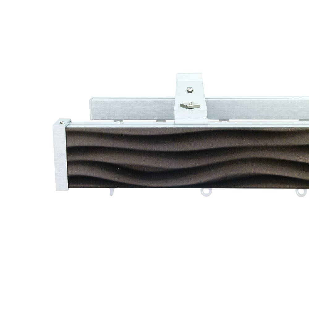 Lund M72 50 x 25 mm Aluminum MDF Facial Pole Set Double Bracket for 6 cm Wave Curtains Bronze