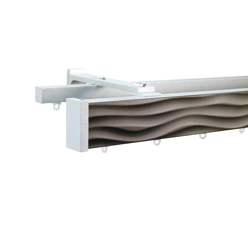 Lund M72 50 x 25 mm Aluminum MDF Facial Pole Set Double Bracket for 6 cm Wave Curtains Bronze