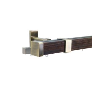 Provence M51 35 x 35 mm Wood Pole Set Double Bracket for 6 cm Wave Curtains Textured Black Patina