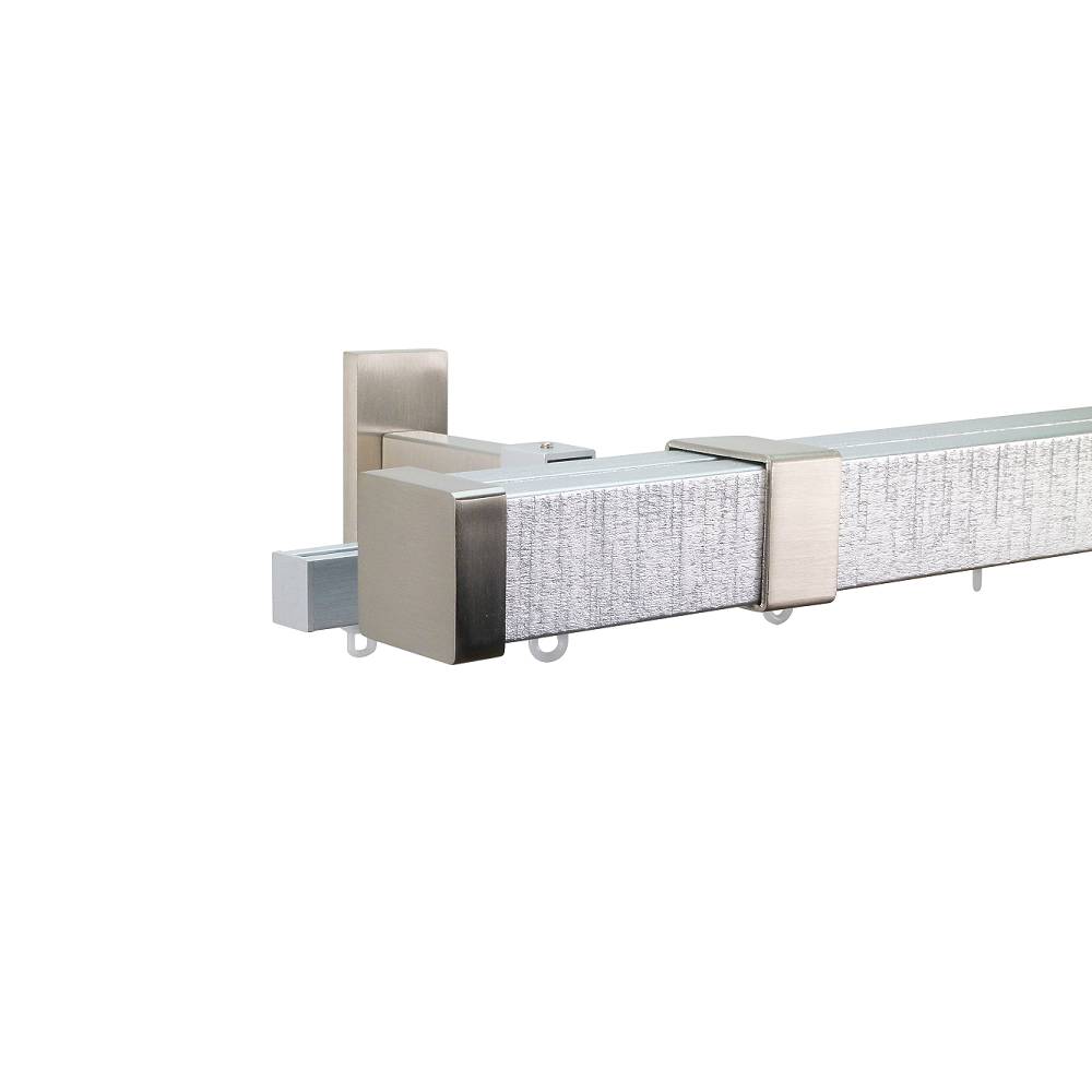 Provence M52 35 x 35 mm Wood Pole Set Double Bracket for 6 cm Wave Curtains Sawn Silver