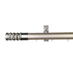 Reims M81 35 mm Finial Cage Beech Wood Pole Set Single Bracket for 8 cm Wave Curtains Champagne