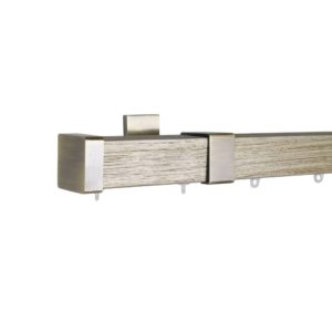 Provence M51 35 x 35 mm Wood Pole Set Single Bracket for 6 cm Wave Curtains Textured Silver Patina
